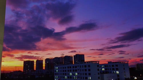 自制校园一角火烧云