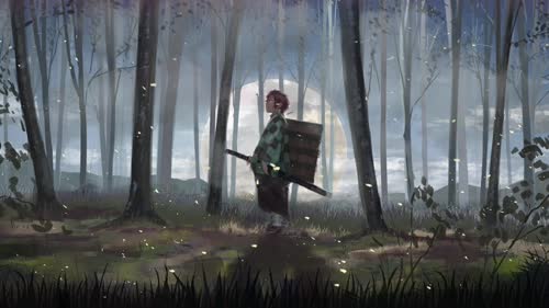Tanjiro kamado in forest kimetsu no yaiba