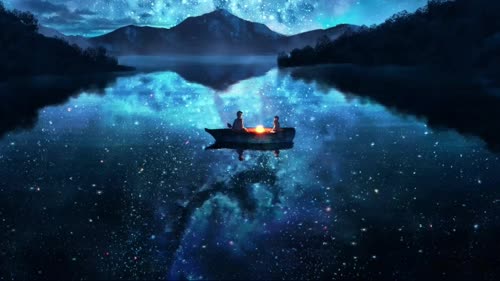 Couple on boat at night