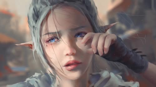 Crying elf girl