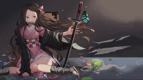 nezuko kamado sword kimetsu no yaiba desktop wallpaper 