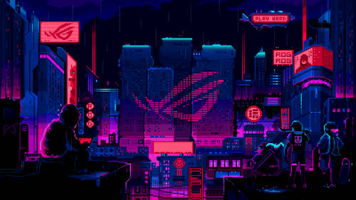 Pixel art cybercity