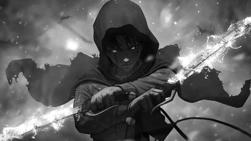 levi ackerman monochrome attack on titan desktop wallpaper 