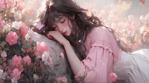 花丛少女睡梦（动态）