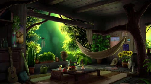 summer rain in wooden tree house free live wallpaper