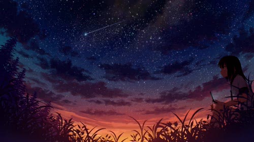 anime starry night sky desktop wallpaper 