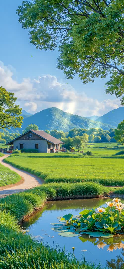 田园绿色清新风景竖屏