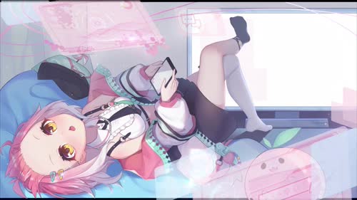 美少女动漫壁纸_桃姆Q吃手手 仰躺大屏幕