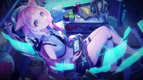 美少女动漫壁纸_桃姆Q吃手手 我的房间