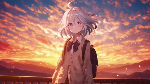 放学中的芙宁娜《落日余晖》