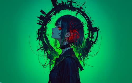 极客云 girl green (桌面美化)