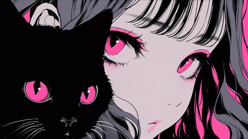 二次元少女与猫