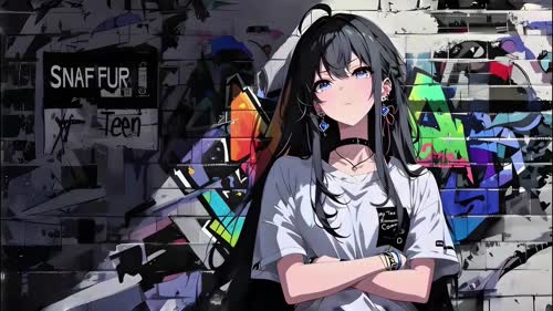 动漫角色-涂鸦墙少女-tt