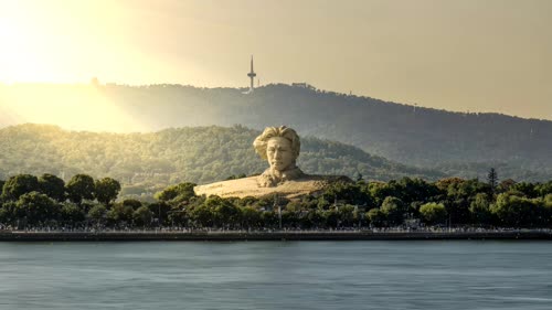 橘子洲头mao主席风景