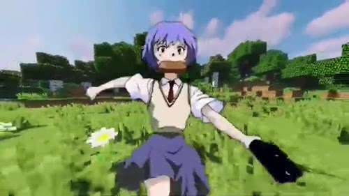 Ayanami Rei Running in Minecraft