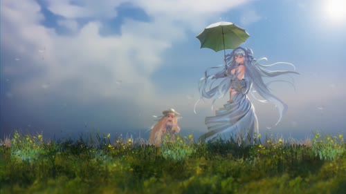 海滨公园打伞的澪