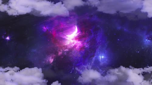 crescent moon reflection clouds 4K live wallpaper