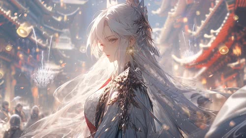 4K古风白发美女