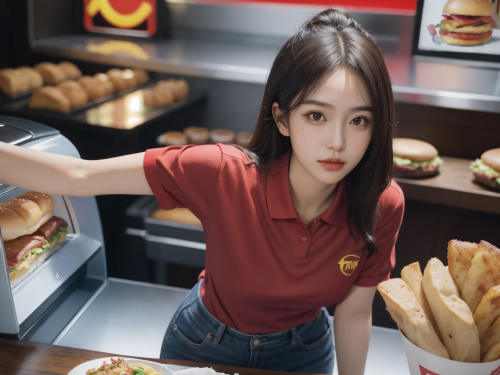 卖汉堡的小女孩