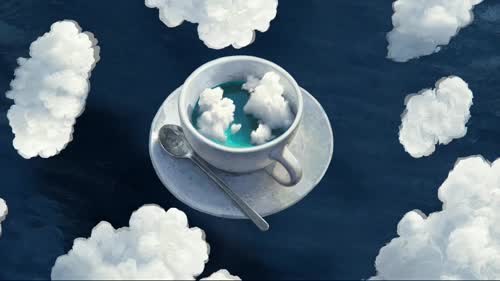 Cup With Plane in Clouds Desktop Wallpaper 