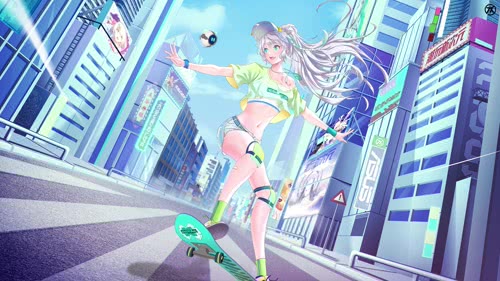 19、天选官方动态壁纸【滑板少女】