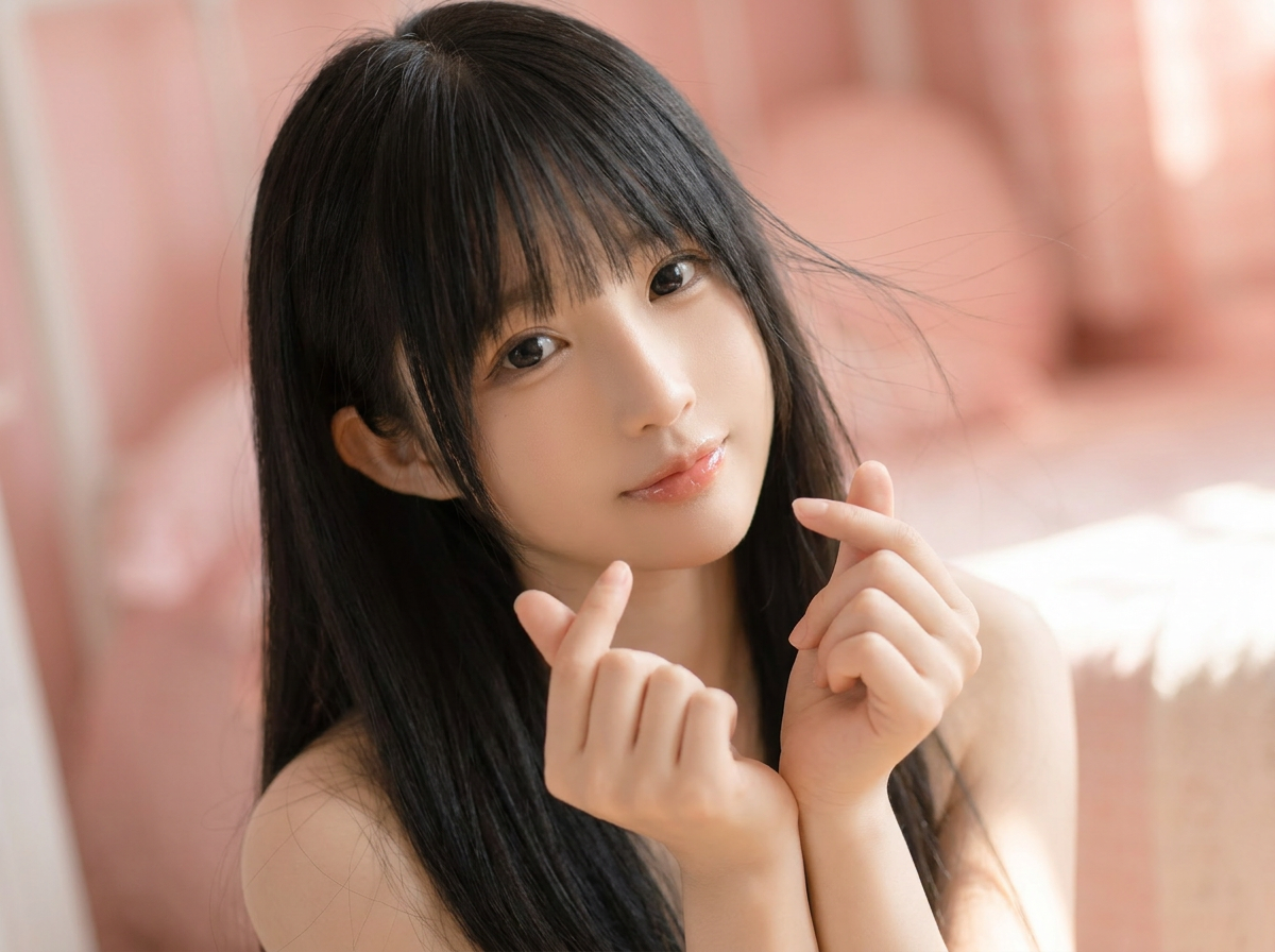 女孩比心