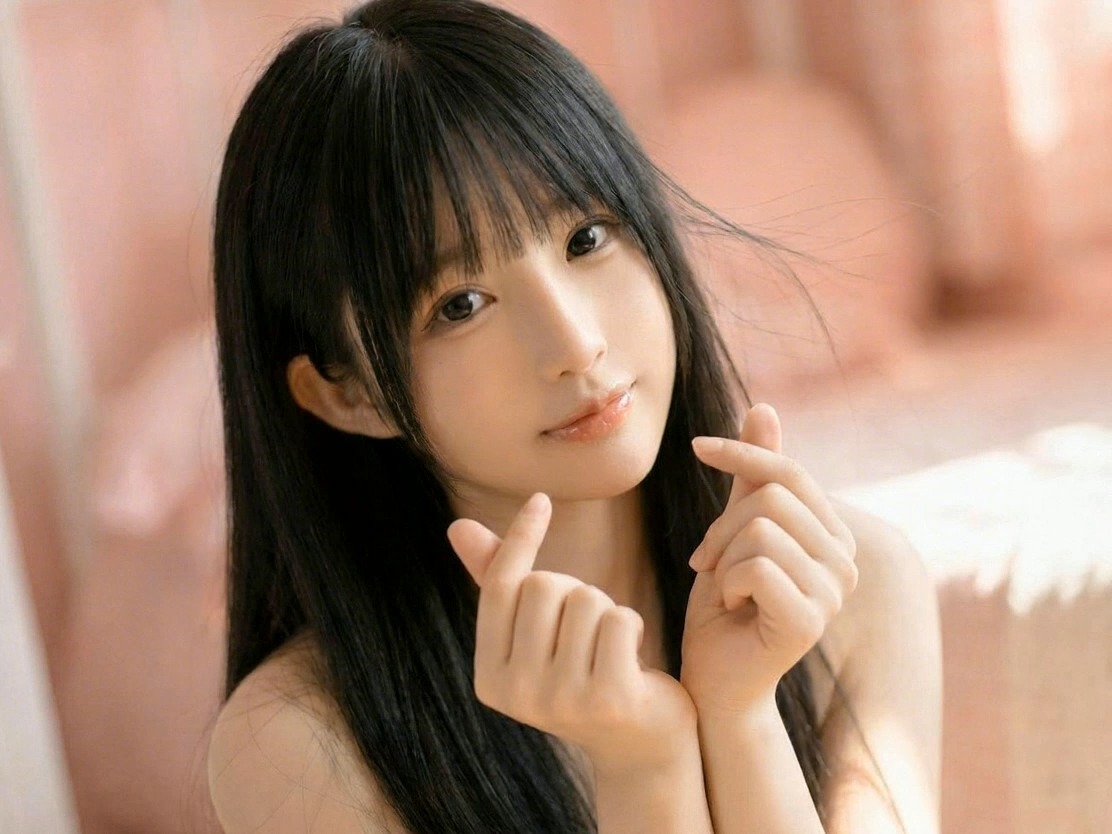 女孩比心