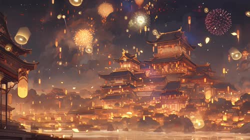 夜_灯火_城市_古