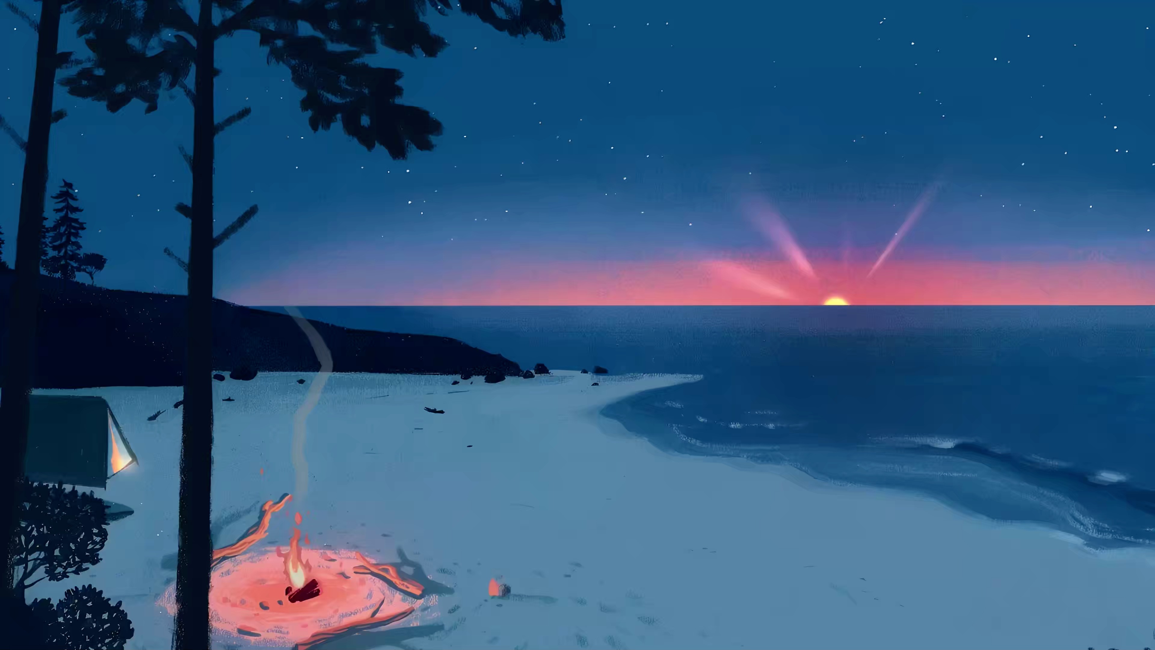 Island Campfire (ZH Wallpaper)