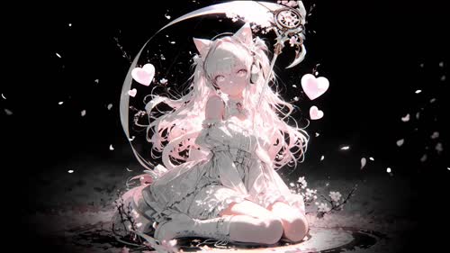 [4k] pastel pink cat girl