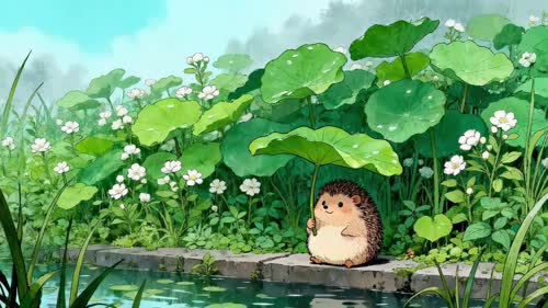 下雨天-刺猬-小刺猬    也