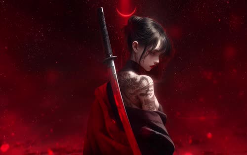 Scarlet Girl With Katana [4K]   也