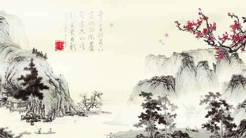 水墨山水梅花