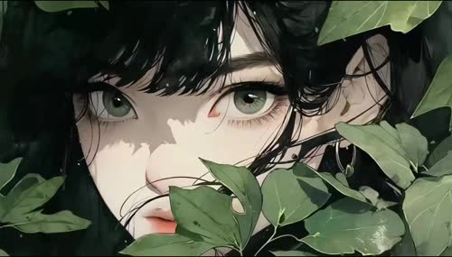 动态绿色眼睛少女