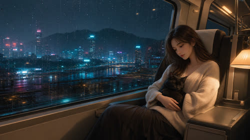 《雨夜列车：与黑猫共赴温柔星河》